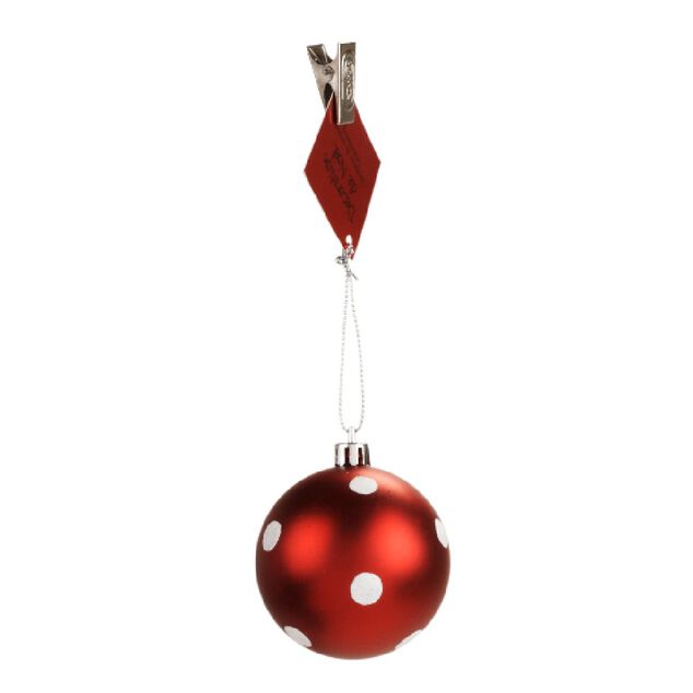 Boule de No&euml;l motif pois rouge blanc