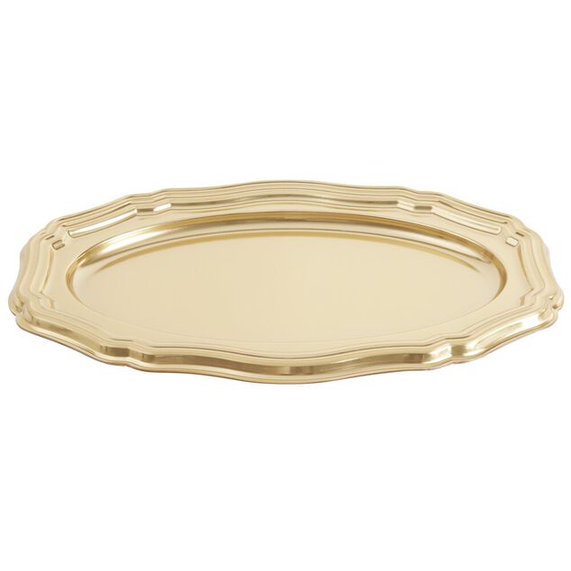 Plat de pr&eacute;sentation ovale X2 pcs L45X29X&eacute;p.2 cm dor&eacute;