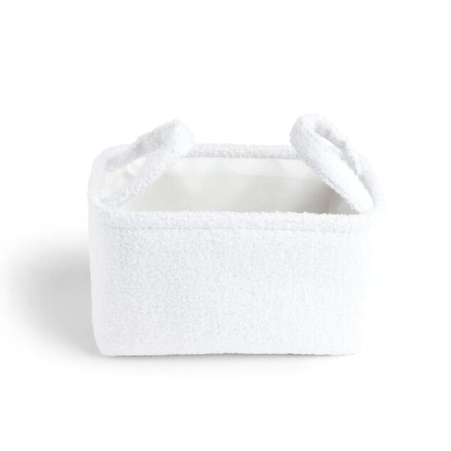 Pani&egrave;re laine boucl&eacute;e blanche 28x18xH15cm