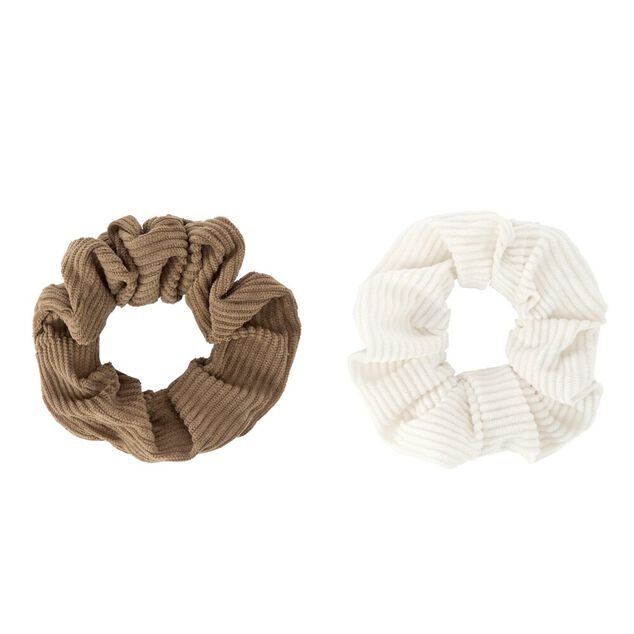Chouchou en tissu x2 velours c&ocirc;tel&eacute; &Oslash;11cm (2 mod&egrave;les)