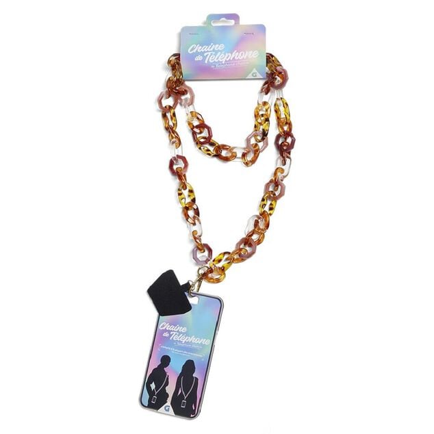 Bijou cha&icirc;ne de t&eacute;l&eacute;phone maille en plastique multicolore L120cm