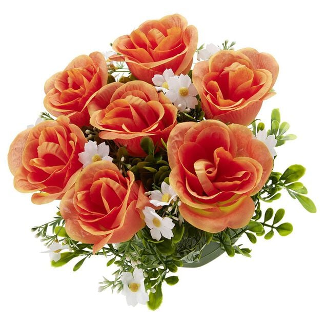 Boule de fleurs artificielles Rose orange - 7 t&ecirc;tes