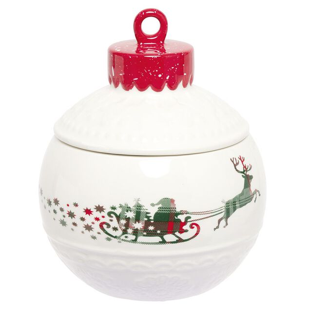 Mini bonbonni&egrave;re en c&eacute;ramique d&eacute;cor No&euml;l rouge blanc