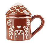 Mug Noël 700ml maison pain d'épices avec couvercle Ø10xH10cm