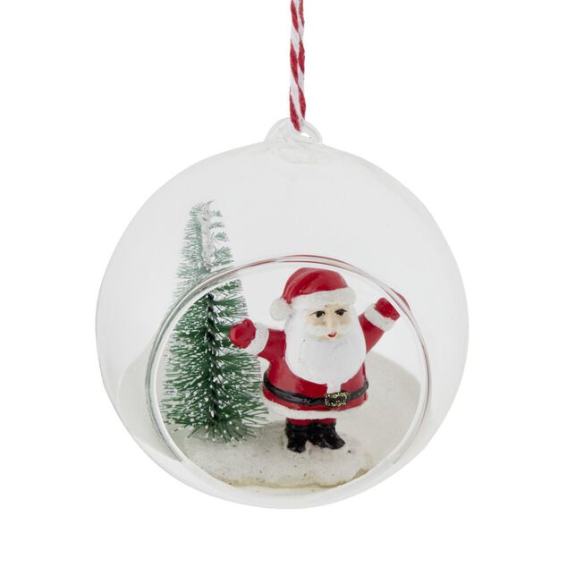 Boule de No&euml;l en verre ouverte avec d&eacute;cor int&eacute;rieur &Oslash;8cm- 3 mod&egrave;les