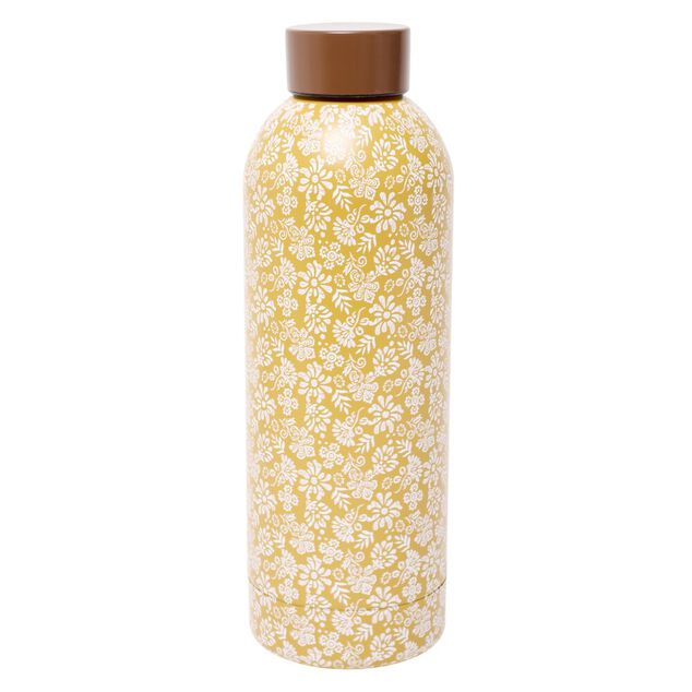 Bouteille isotherme inox 500ml d&eacute;cor tropical ou floral &Oslash;7xH22,5cm (2 mod&egrave;les)