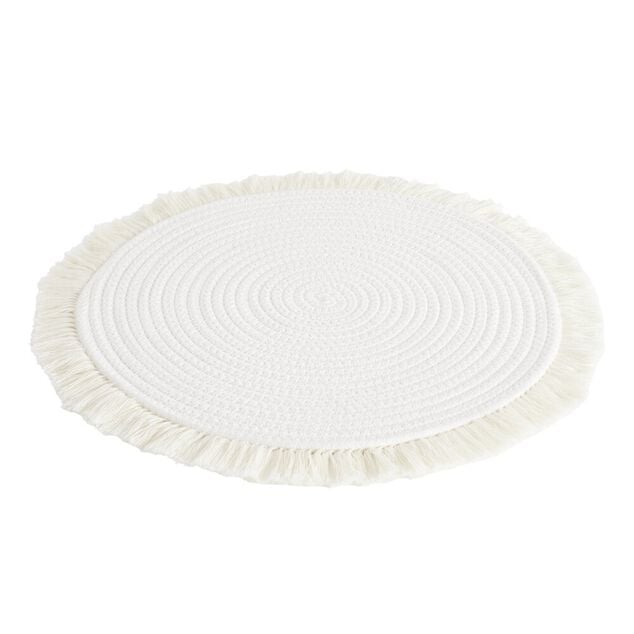 Set de table rond polycoton et frange &Oslash;42cm (3 mod&egrave;les)