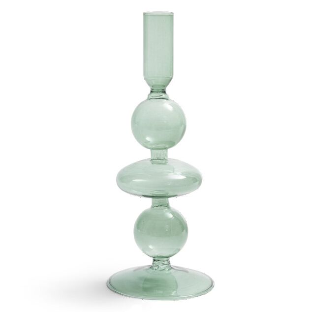 Bougeoir chandelier verre vert &Oslash;8,7xH21,5cm