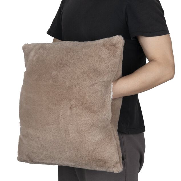 Coussin chauffe-mains uni doux 45x45cm (2 mod&egrave;les)