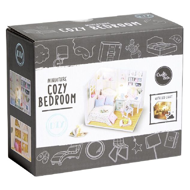Maison miniature &agrave; assembler avec lumi&egrave;re LED - Chambre