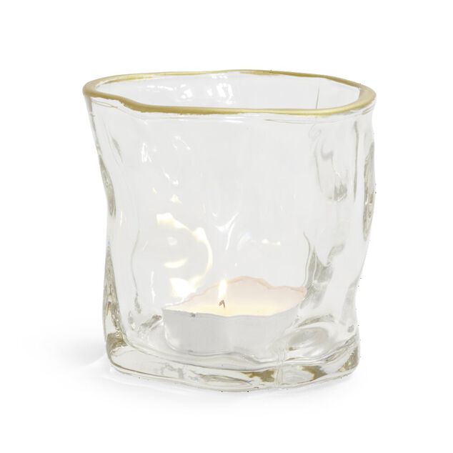 Vase verre froiss&eacute; transparent &Oslash;7,5xH7,7cm