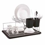 Égouttoir à 2 niveaux avec receveur et supports à couverts noir