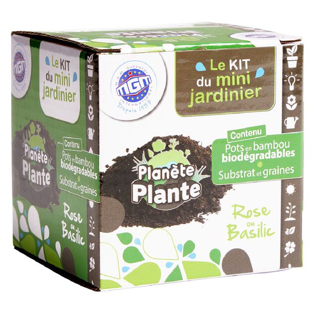 Le kit du mini jardinier pots en bambou substrat et graines