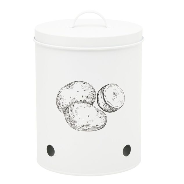 Bo&icirc;te de conservation pour pommes de terre en m&eacute;tal blanc