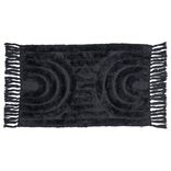 Tapis salle de bain frange coton noir 50x80cm