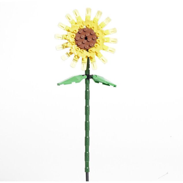 Tournesol fleur &agrave; construire H16cm 70 pi&egrave;ces - 4 mod&egrave;les