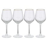 Verre &agrave; vin transparent avec liser&eacute; dor&eacute; x4