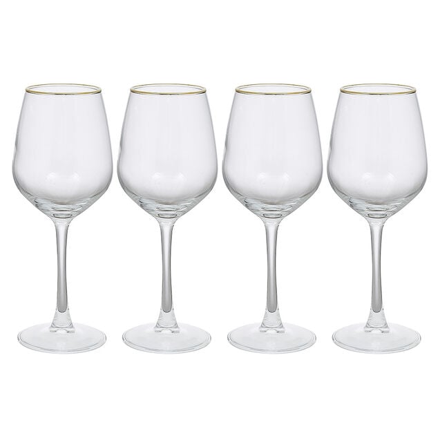 Verre &agrave; vin transparent avec liser&eacute; dor&eacute; x4