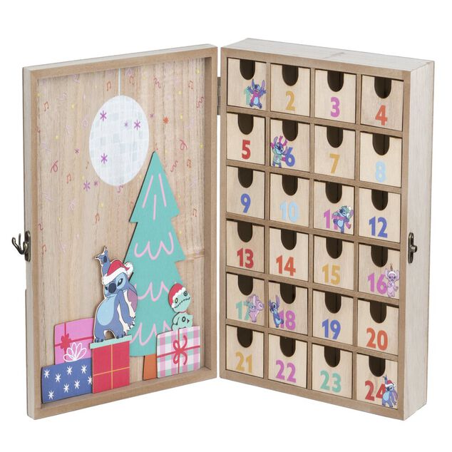 Calendrier de l'Avent en bois &agrave; remplir Disney Stitch 24x30cm