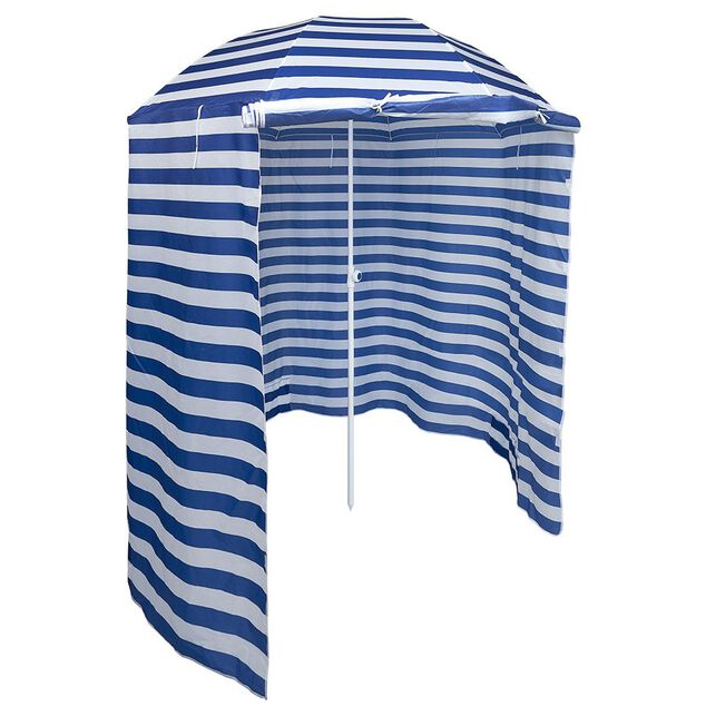 Parasol de plage ray&eacute; &agrave; rideaux &Oslash;200xH210cm