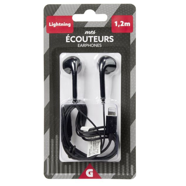 Écouteurs filaires USB lumineux noirs et blancs L120cm