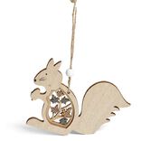 Suspension de No&euml;l for&ecirc;t en bois ajour&eacute; H10cm - 4 mod&egrave;les