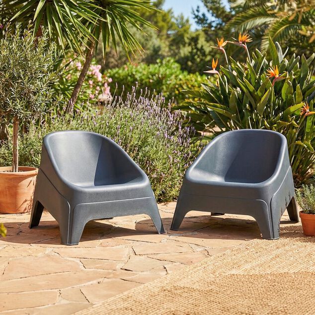 Fauteuil de jardin Neo plastique gris anthracite 76,5xP79,5xH57,5cm