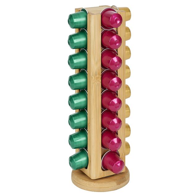 Porte capsules rotatif en bambou &Oslash;10xH29cm