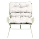 Fauteuil loveuse m&eacute;tal vert avec coussin beige 89xP79xH86cm