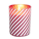 Bougie de No&euml;l dans verre rouge et blanc senteur pomme cannelle 40H - &Oslash;8xH10cm