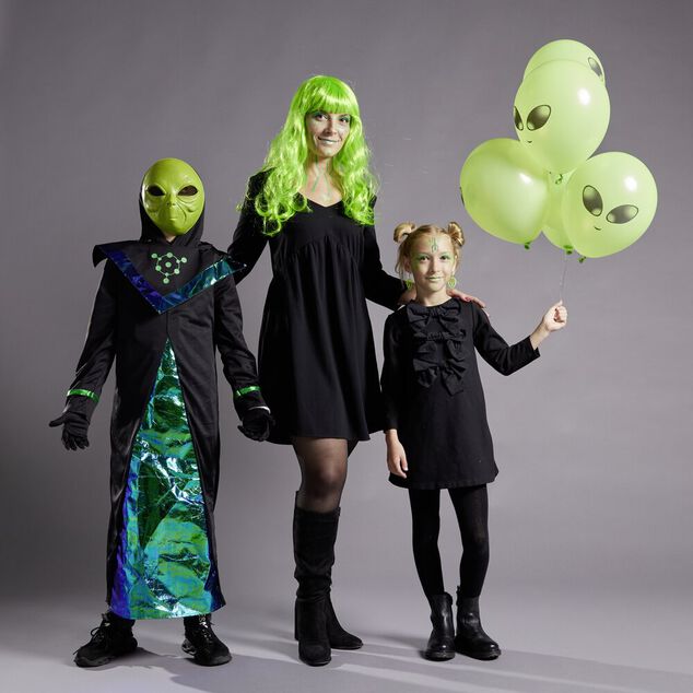 Ballon Halloween x6 alien vert &Oslash;12cm