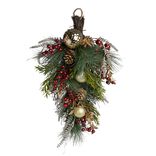 Décoration de Noël doré et rouge à suspendre ou poser H50cm