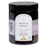 Bougie vintage violette dans verre senteur p&ecirc;che &Oslash;7xH8cm