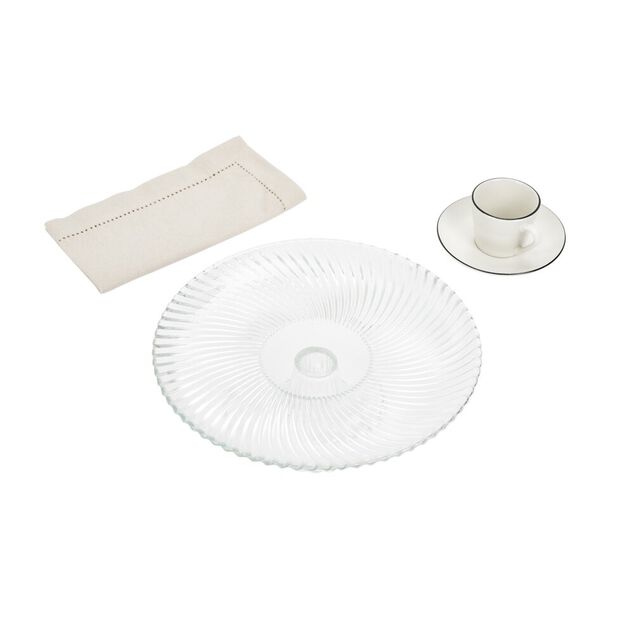 Assiette de pr&eacute;sentation sur pied verre transparent &Oslash;25,7xH9cm