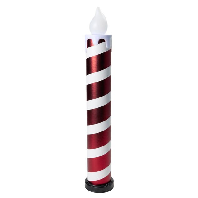 Bougie de No&euml;l XXL lumineuse 12LED plastique rouge et blanc &Oslash;14xH82cm