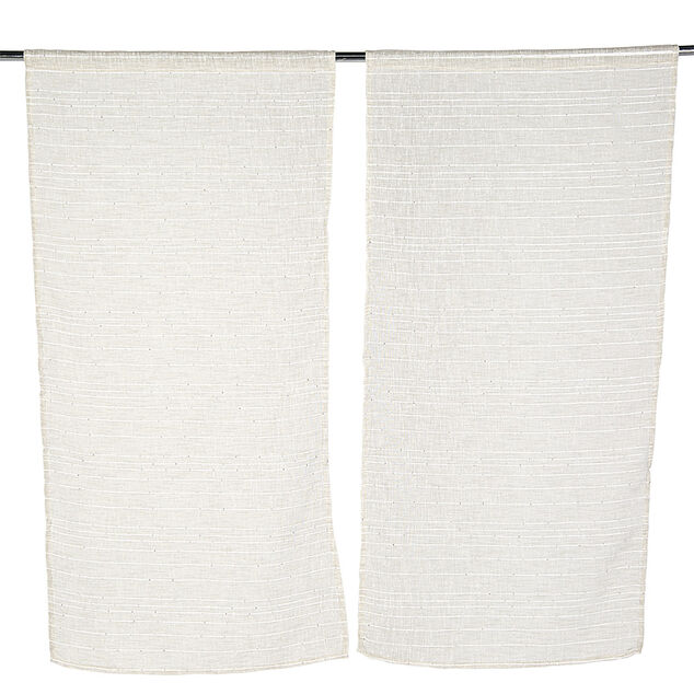 Vitrage passe tringle x2 effet sequin taupe 60x120cm