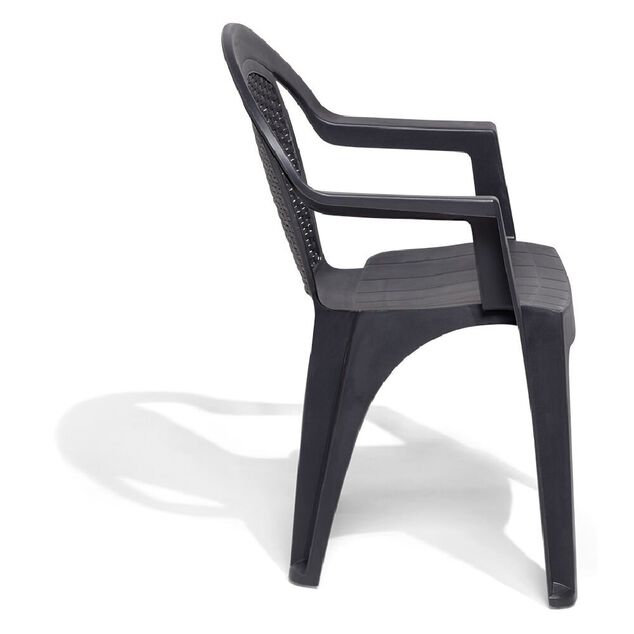 Fauteuil de jardin monobloc Viva plastique dossier tress&eacute; gris 53xP56xH80cm