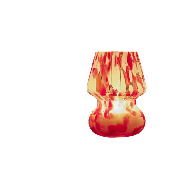 Bougie lampe 25H en verre blanc et rouge senteur cannelle Ø11,2xH15cm