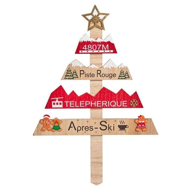 Pancarte Sapin de No&euml;l en bois H60cm