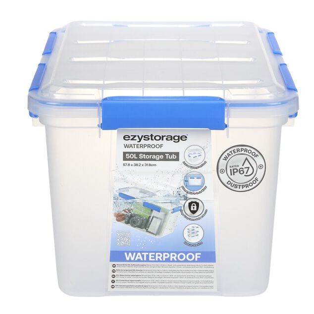 Bo&icirc;te de rangement 50L herm&eacute;tique &eacute;tanche transparente