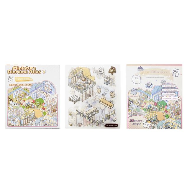 Livre stickers 3D paysage miniature 16 pages 13x15cm (4 mod&egrave;les)