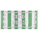 Tapis vinyle rectangulaire Good Vibes rayures vert et rose 50x100cm