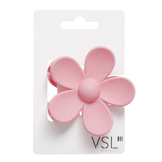 Pince à cheveux fleur plastique mat uni 7,5x4xH7cm (5 modèles)