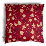 Coussin carré Noël motif biscuit sucre d'orge rouge 40x40cm