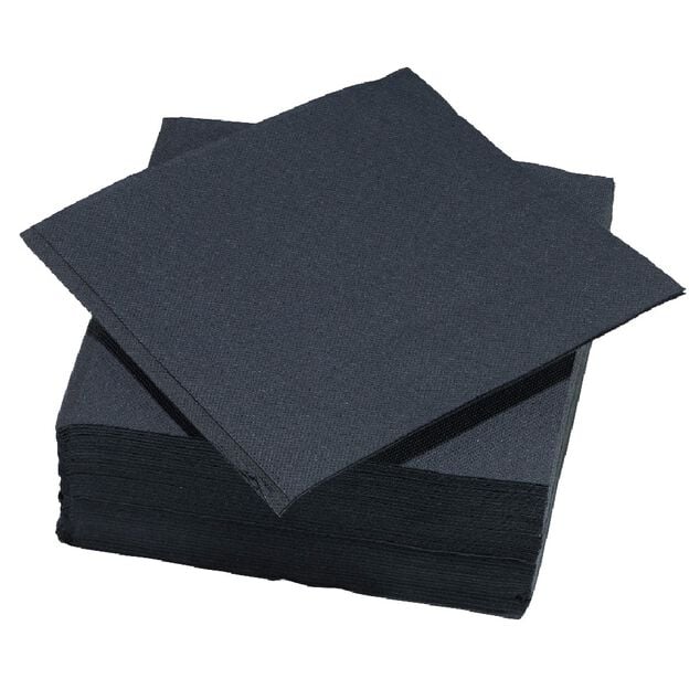 Serviette carr&eacute;e noire Tex Touch 2 plis en papier x40