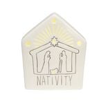 Maison nativit&eacute; lumineuse en c&eacute;ramique H17cm