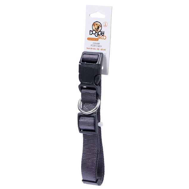 Collier pour chien polyester r&eacute;glable gris taille S