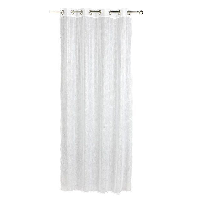 Voilage &agrave; oeillets rayures verticales effet sequin blanc