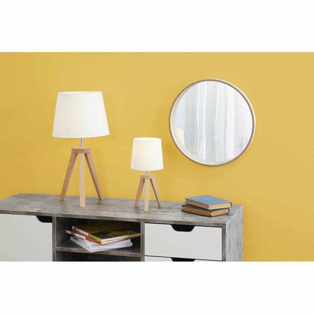 Lampe tr&eacute;pied &agrave; poser en bois