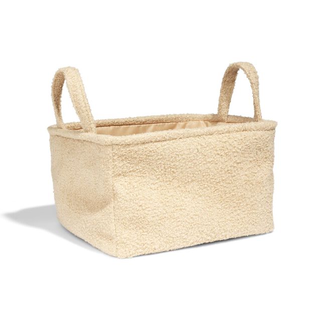 Pani&egrave;re laine boucl&eacute;e beige 36x26xH20cm